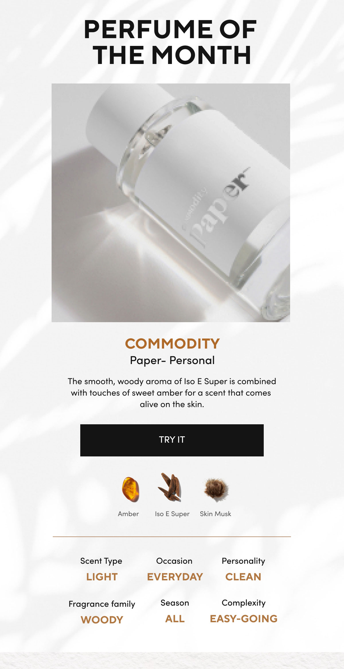 Commodity discount paper perfume